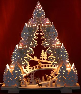 3D-Schwibbogen Seiffener Kirche Pyramide Erzgebirge Dreieck Tanne Weihnachten 