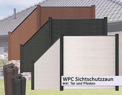 WPC / BPC Sichtschutzzaun + Schrägelement Windschutz Lamellenzaun Terrasse braun