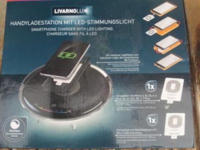 Livarno LUX® Tischleuchte LED mit Handyladestation/ Farbwechsel induktive Ladefläche