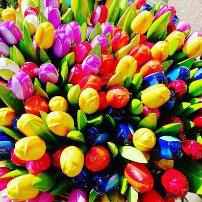 Holztulpen Tulpen 34 cm Geschenk Strauß Wood Tulip versch. Farben Geschenk Muttertag
