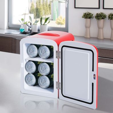 Outsunny® Mini Kühlschrank Kühlbox Warmhaltebox mit Wärmefunktion 4 Liter Auto Rot