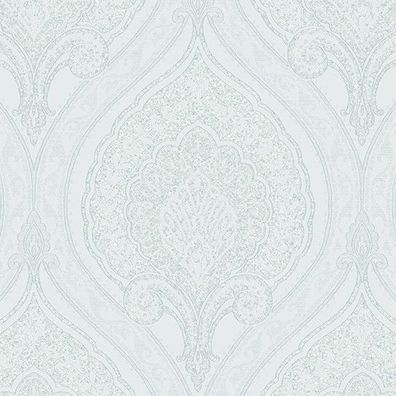 Vlies Tapete Klassisches Barock Ornament weiß silber metallic