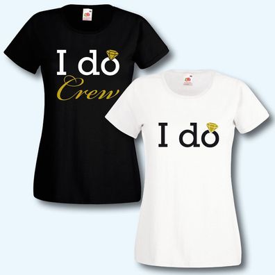 Damen T-Shirt, I do Crew, Team Braut, Junggesellenabschied, JGA, Gold-Edition