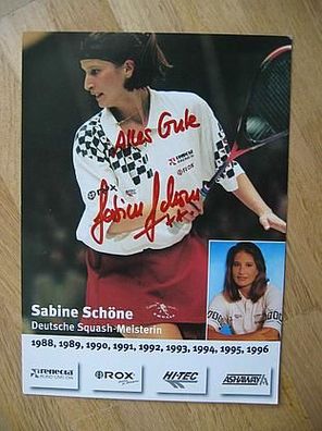 Squash-Star Sabine Schöne - handsigniertes Autogramm!