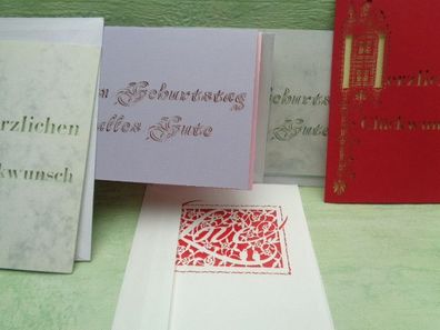hochwertige LaserKarten Grußkarte Einleger Kuvert Herzlichen Glückwunsch Love Schrift