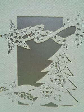 Laser-Grußkarte Einleger & Kouvert Motiv: Weihnachten Weihnachtsbaum Sterne