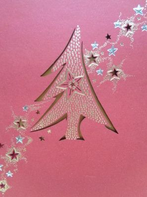 Laser-Grußkarte Einleger & Kuvert Motiv: Frohes Weihnachten Tannenbäume Sterne...