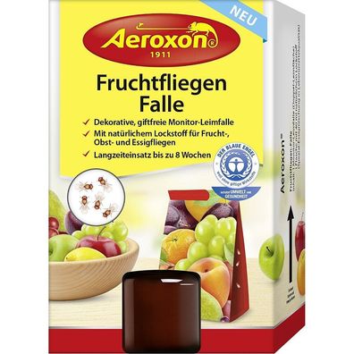 Aeroxon Fruchtfliegenfalle - Extra große Fangfläche für lang anhaltende Bekämpfung