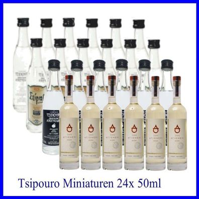 Tsipouro- Miniaturen- Set 24x 50ml mit und ohne Anis