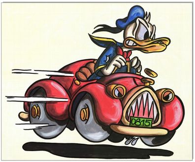 Klausewitz: Original Acryl auf Leinwand: Donald Duck The Race / 50x60 cm