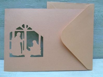 Grußkarten & Kuvert Briefpapier golden schimmernd Krippe Weihnachten