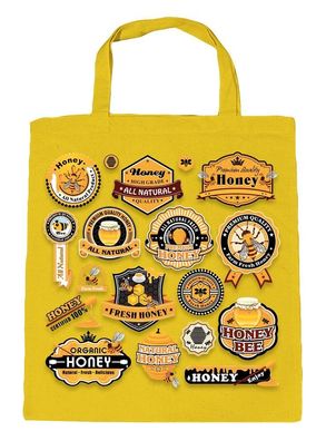 Baumwolltasche mit Print Honig Imker Biene Bee Honey - 08844 gelb