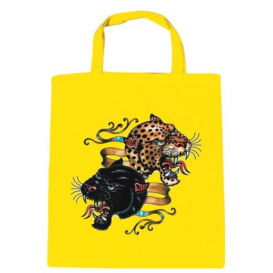 Baumwolltasche mit Print - Leopard - Panther - B12679 gelb