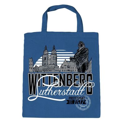 Baumwolltasche mit Print - Wittenberg Lutherstadt - 12645 blau
