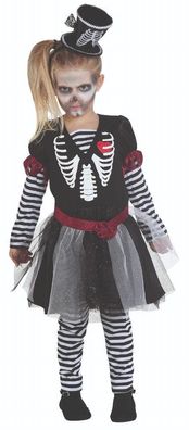 Rubies 12113 - Skelettkleidchen, Halloween Kostüm, Skelett Mädchen - 3 teilig