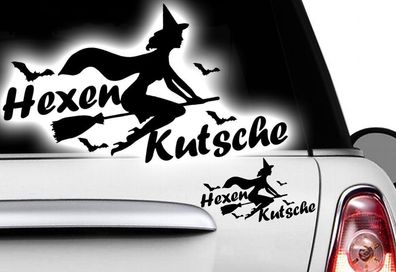 1x Hexen 18x10cm Sterne Aufkleber Wandtattoo Hexenkutsche Gothic Halloween Witch