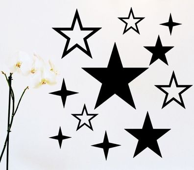 11 Sterne Star Aufkleber Sticker Wandtattoo Wandaufkleber Wandsticker Wohnzimmer