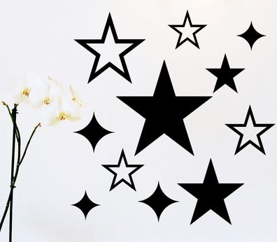 11 Sterne Dek Aufkleber Sticker Wandtattoo Wandaufkleber Wandsticker Wohnzimmer