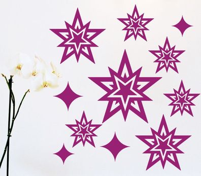 11 Sterne Dekl Aufkleber Sticker Wandtattoo Wandaufkleber Wandsticker Wohnzimmer