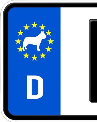2x Aufkleber Englische Französische Bulldogge Nummernschild Kennzeichen Plakette