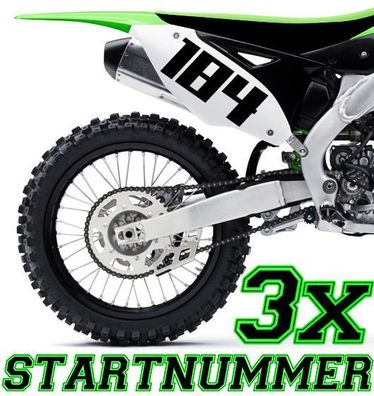 3x Startnummer Wunschnummer Motorrad Motocross Aufkleber ATV MX Enduro Boot i