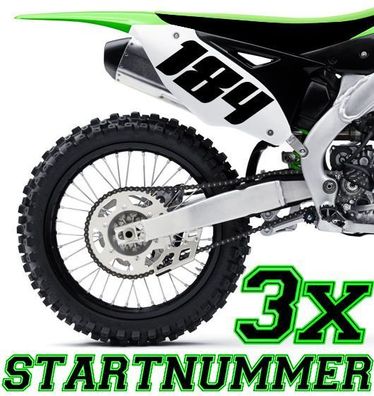 3x Startnummer Wunschnummer Motorrad Motocross Aufkleber ATV MX Enduro Boot x