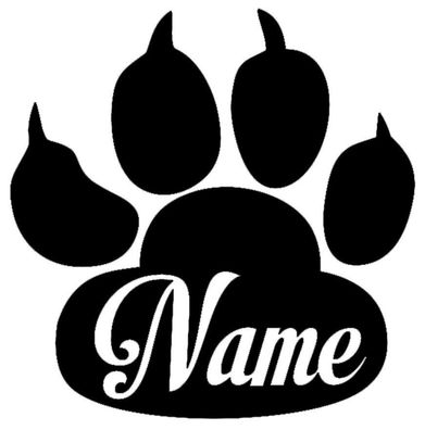 Wunschname Pfote, Dog, Cat, Katzenpfote Hundepfote mit Namen Aufkleber Sticker