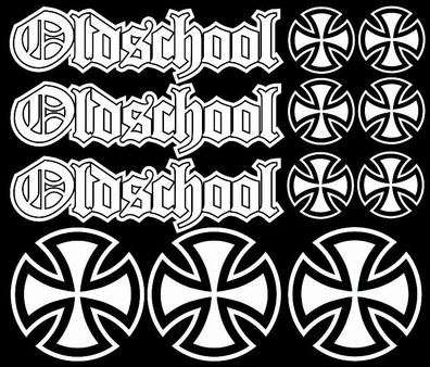 12x Iron Cross Oldschool Eisernes Kreuz Aufkleber Set Tuning Sticker Rat Look H1