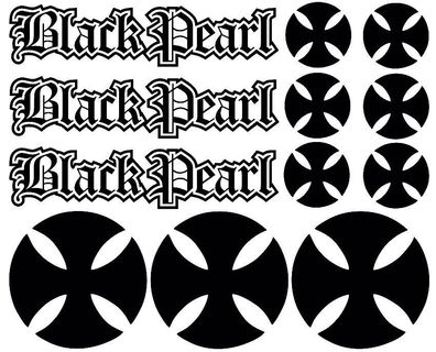 12x Black Pearl Hardcore Iron Cross Oldschool Eisernes Kreuz Aufkleber Rat Looks