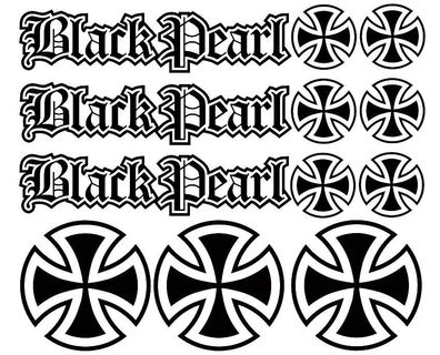 12x Black Pearl Hardcore Iron Cross Oldschool Eisernes Kreuz Aufkleber Rat Look1