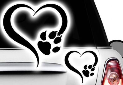 Love Herz Pfote, Dog, Cat, Katzenpfote Hundepfote xAufkleber Sticker x3