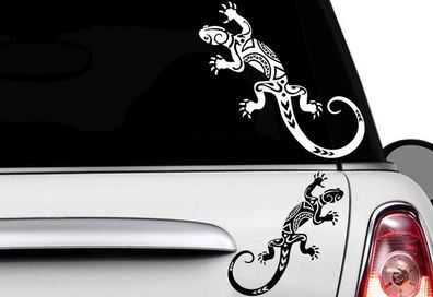 2x Gecko 30 x 13cm Autocollants Pour Voiture Hawaï Sticker Tattoo Gekko Hibiscus