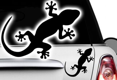 2x Gecko 5x3cm Autocollants Pour Voiture Hawaï Sticker Tattoo Gekko Hibiscus