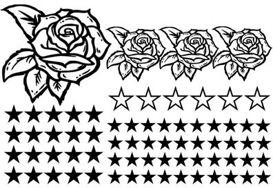 93 Roses Star Star Car Sticker Set Sticker Roses Stylin Wall tattoo Flowers b