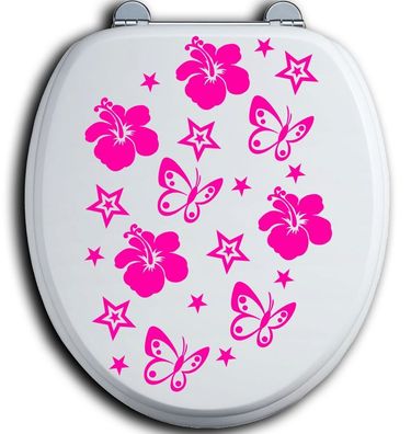 40 siège de toilette Bad Klo Couvercle la étiquette Hibiscus Fleurs Papillons st