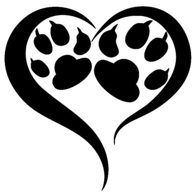 Amour Cœur Patte, Dog, Cat, Patte de chat chien x Autocollant Sticker xx