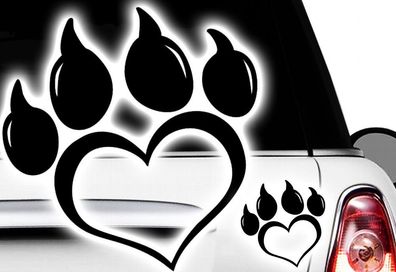 Love Herz Pfote, Dog, Cat, Katzenpfote Hundepfote xAufkleber Sticker x3 Paw