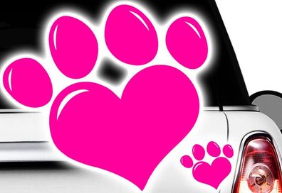 Love Herz Pfote, Dog, Cat, Katzenpfote Hundepfote xAufkleber Sticker x4 Paw tatz