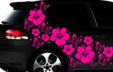 108-teiliges Auto Aufkleber Hibiskus Blumen Schmetterlinge HAWAII Wandtattoo l3p