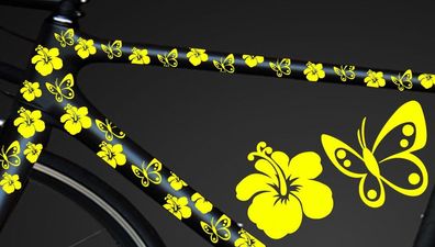 24-teiliges Fahrrad Hibiscus Aufkleber Hibiskus Blumen Schmetterlinge Wandtatto1