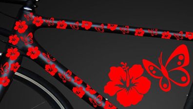 24-teiliges Fahrrad Hibiscus Aufkleber Hibiskus Blumen Schmetterlinge Bike Cyrcl