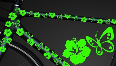 24 teiliges Fahrrad Hibiscus Aufkleber Hibiskus Blumen Schmetterlinge BikeCyrcle