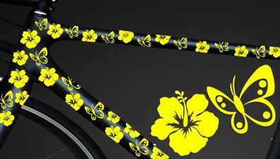 24-teiliges Fahrrad Hibiscus Aufkleber Hibiskus Blumen Schmetterlinge BikeCyrc