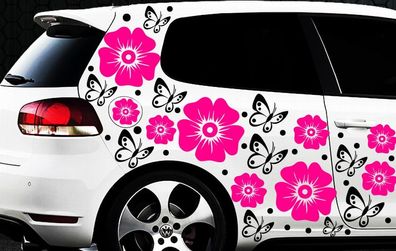 108-teiliges Set Car Sticker Hibiskus Flower Butterflies hawaii3 Wall Tattoo