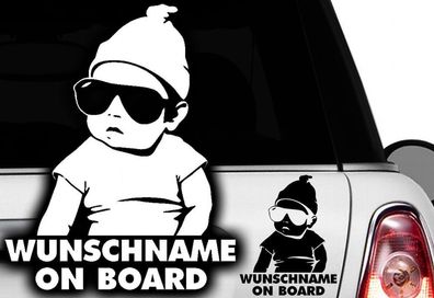 2x Aufkleber Wunschname ON BOARD Sticker Hangover Baby Auto Kind fährt mit FUNo