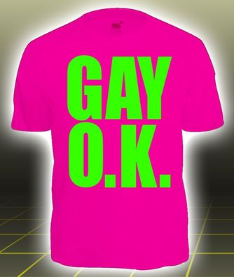 GAY O.K. Homosexuell / Schwul Aufkleber T-Shirt Männershirt Mann Herrenshirt