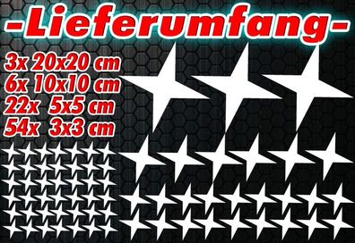 85 Sterne Star Auto Aufkleber Set Sticker Tuning Shirt Stylin WandtattooTribelnl