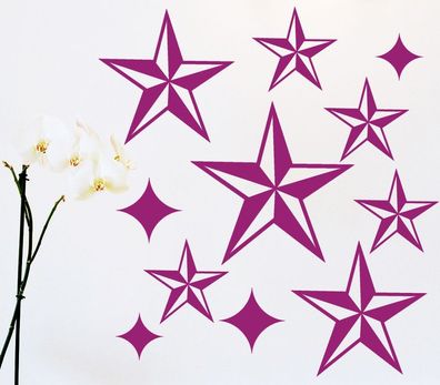 11 Sterne Dek2 Aufkleber Sticker Wandtattoo Wandaufkleber Wandsticker Wohnzimmer