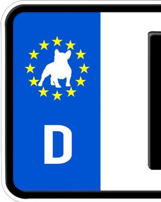 2x Aufkleber Französische Bulldogge Nummernschild Kennzeichen Plakette Dog Frenc