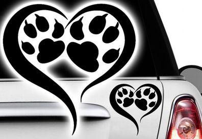 Love Herz Pfote, Dog, Cat, Katzenpfote Hundepfote xAufkleber Sticker x